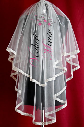 Voal Alb cu Banda Sclipici C10-888