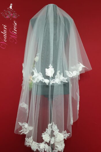 Voal Ivoire cu Flori 3D V16-191