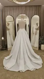 Trenă detașabilă ivory din tulle fin cu sclipici – 1,7 m - imagine 2