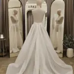 Trenă detașabilă nude din tulle fin cu sclipici – 1,7 m