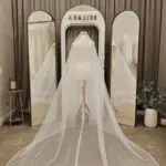 VM-076 · Voal spaniol cu bordură îngustă din mărgele și paiete – 3 m